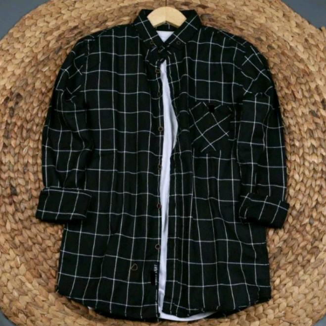 kemeja flanel premium pria dewasa lengan panjang V-Neck Lembut Motif Distro Nyaman Casual Kotak 5