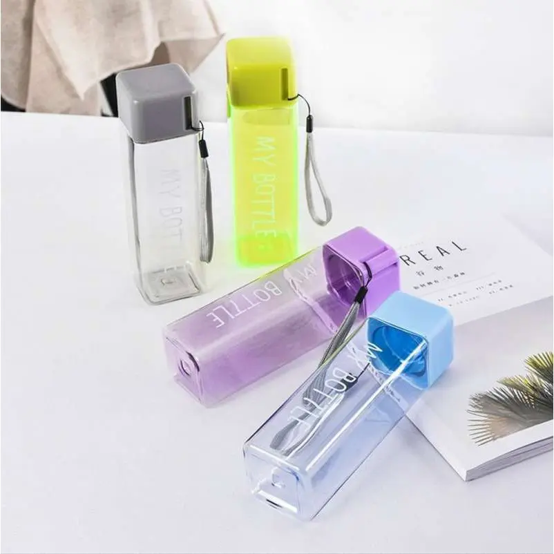 Botol Air Minum 500ML MY BOTTLE KOTAK BPA Free tali gantung persegi anak unik Tritan eco friendly Kitchenware