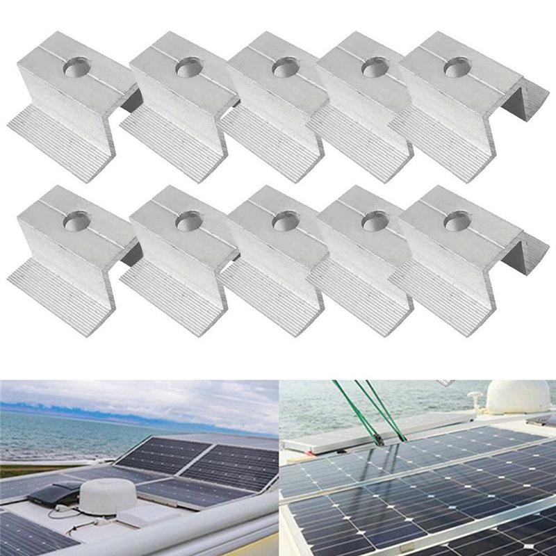 10Pcs Solar Middle Clamp PV For Frame Height 25-50MM Aluminum Alloy Solar Access 7