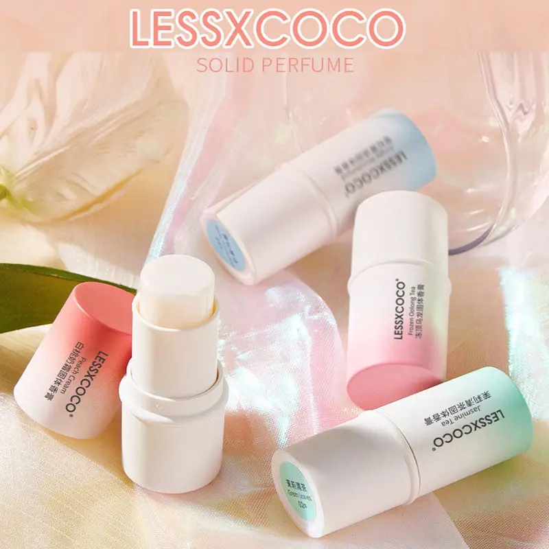LESSXCOCO Balsem Parfum Padat Putih Persik Oolong Wangi Ringan Tahan Lama Parfum Padat Portabel