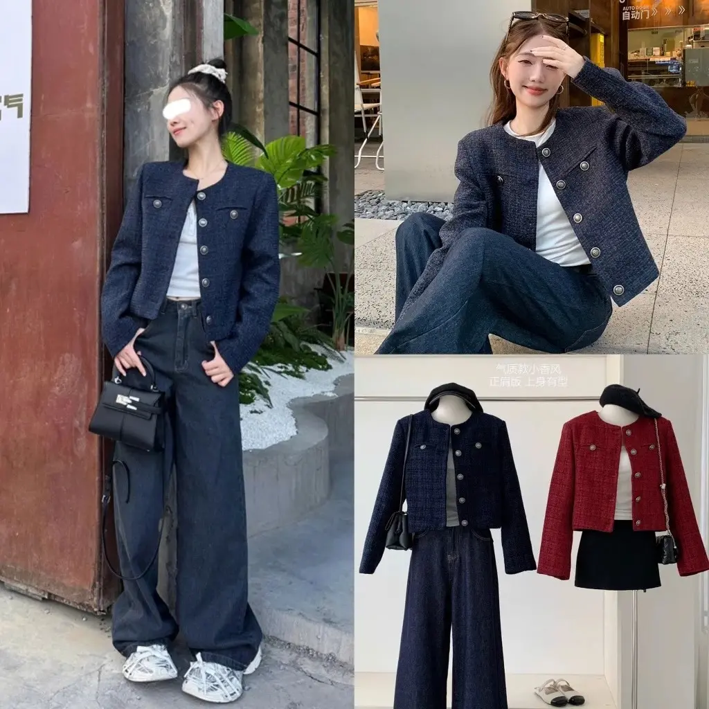 Áo Dạ Tweed Lửng Hàng 2 Lớp ,áo dạ Kẻ Siêu Sang chảnh BUN222