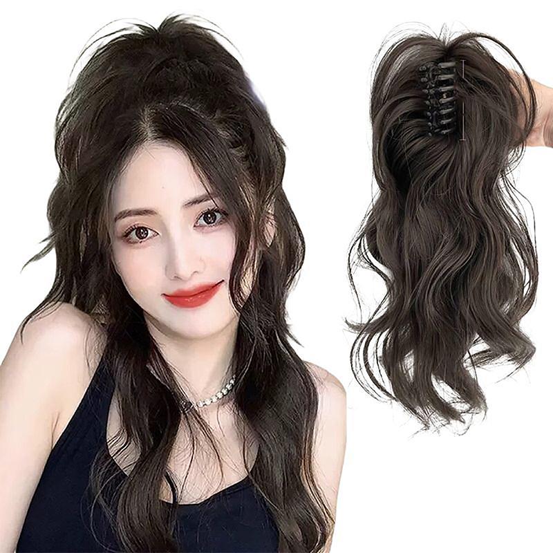 Tóc Nối Đuôi Ngựa Kẹp Càng Cua, Chất Liệu Tổng Hợp, Dài Ngắn, Xoăn, Đuôi Tự Nhiên, Tóc Giả, Dành Cho Nữ, Kiểu Đuôi Ngựa, Màu Đen, Kẹp Tóc 2