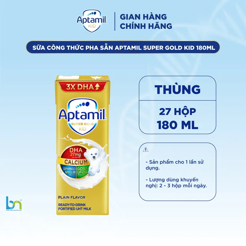 Thùng Sữa Dinh Dưỡng Aptamil pha sẵn Aptamil Gold 180ml, Aptamil Kid 180ml, Aptamil Kid 110ml cho bé 8