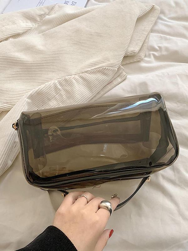 Transparent Makeup Bag, Portable Large Capacity Cosmetic Storage Bag, Waterproof Toiletry Bag for Travel School, Casual Trendy Versatile High-quality Daily Commuting Bag 3