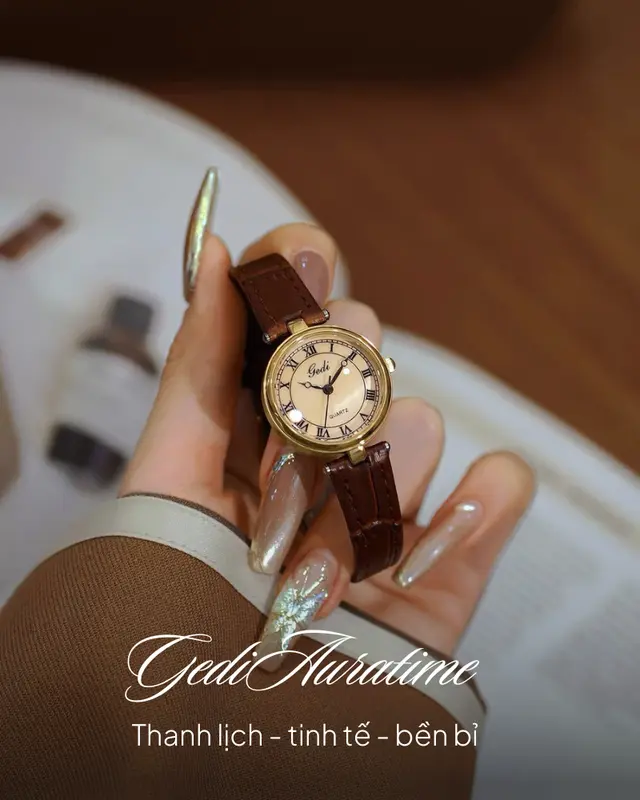 Đồng Hồ Đeo Tay Nữ Dây Da 2024 Deli Dây Da Cao Cấp Chống Nước 3ATM - Auratime G44 Women Watch 3