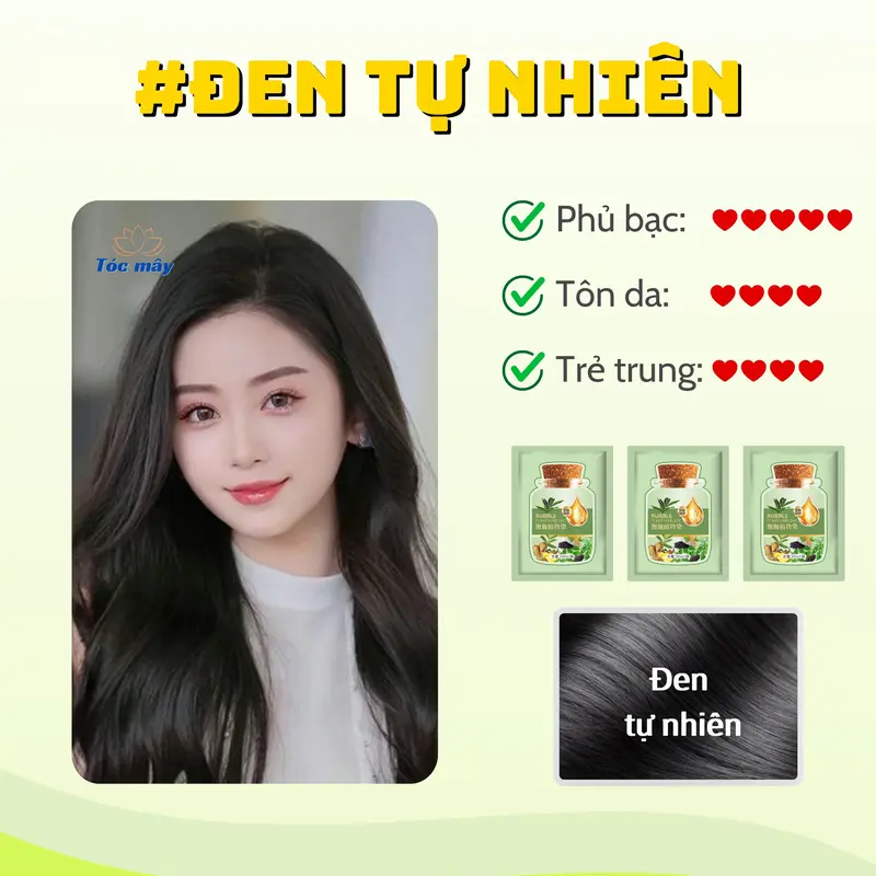 [Combo 40 gói (không hộp)]  Dầu gội nhuộm tóc phụ bạc tặng kèm đầy đủ chụp tai, chụp đầu, găng tay, choàng vai tránh vây bẩn bởi thuốc nhuộm 1