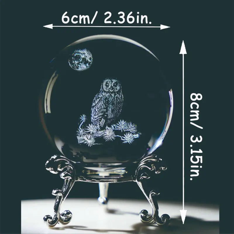 Owl Design Artificial Crystal Ball, 1 Count Creative Decoration Craft, Desktop Ornaments for Home Decor, Gifts for Friends, Figurine 1