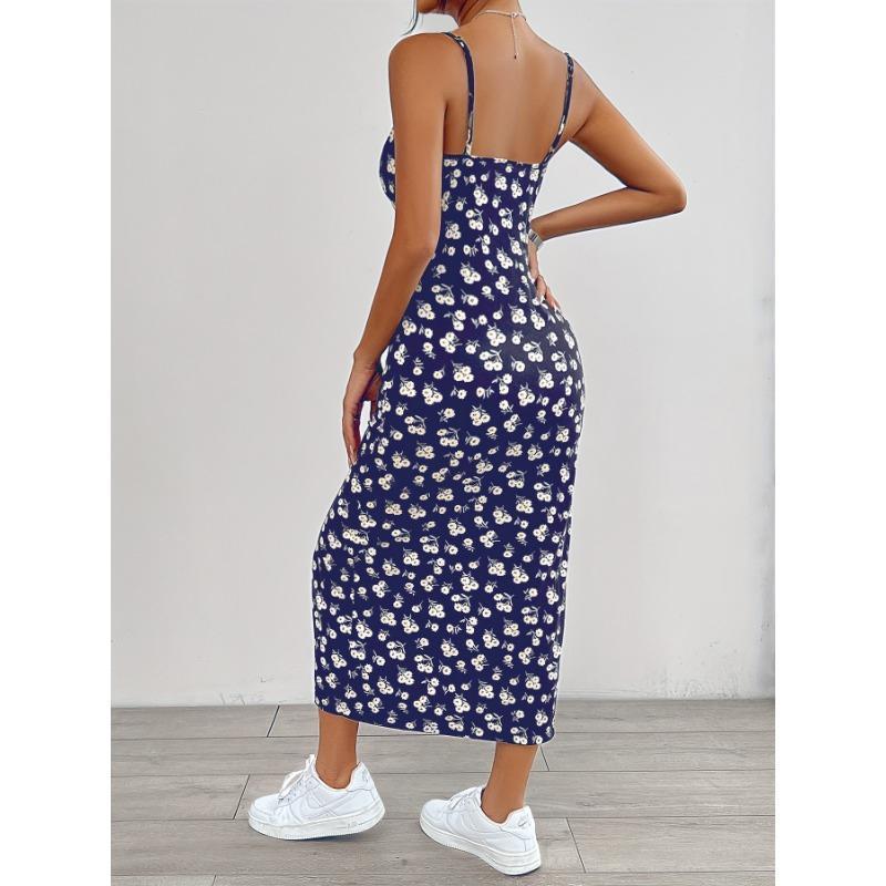 Floral Print Split Hem Cami Dress, Elegant Sleeveless Spaghetti Strap Dress For Spring & Summer, Women's Clothing Formal Womenswear Workwear Comfort 5