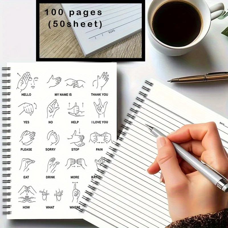 ASL Alphabet & Phrases Spiral Notebook Bilingual Sign Language Learning ...