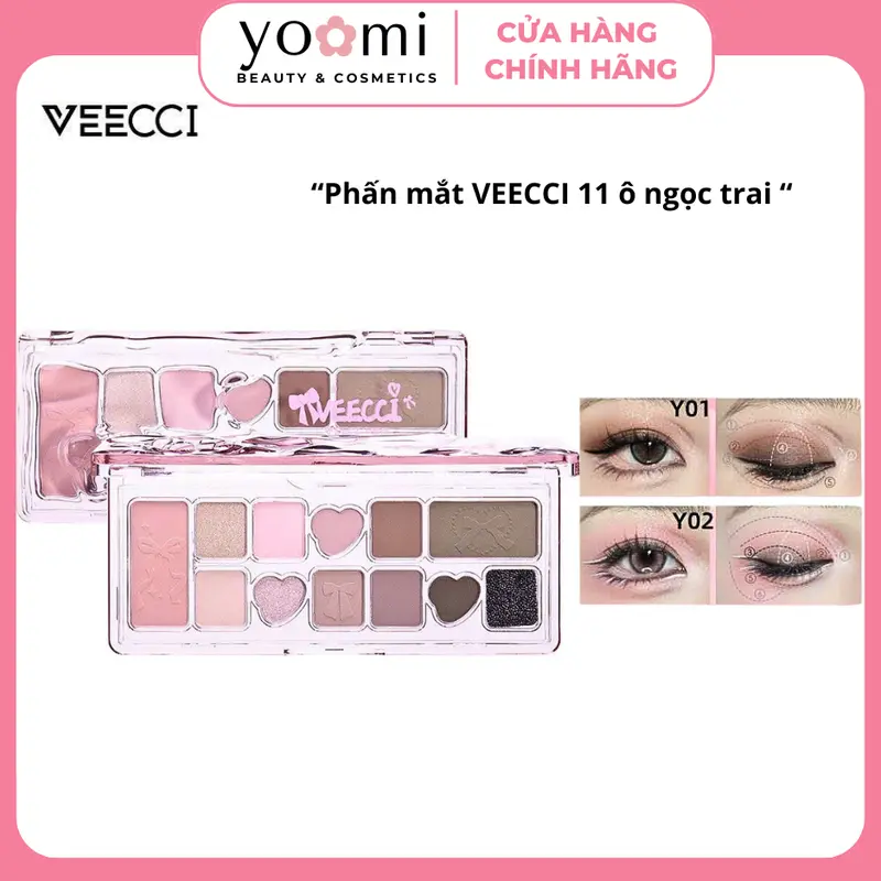 VEECCI CHÍNH HÃNG Bảng Phấn Mắt 11 Ô Ánh Ngọc Trai Lì Đa Chức Năng Phát Triển Màu Sắc Lâu Dài Dễ Bị Nhòe 9.3g YOOMI Cosmetics 0