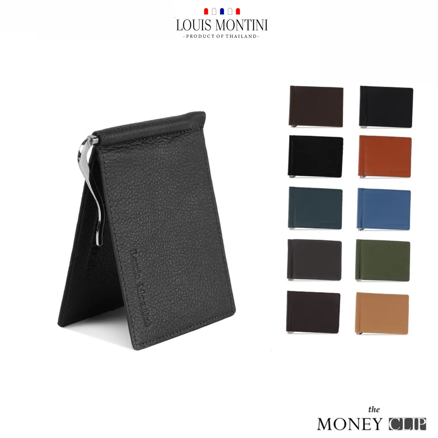 Ví kẹp tiền da bò thật nhiều ngăn đựng thẻ dành cho nam Louis Montini Money Clip TTM089 Kem Wallet