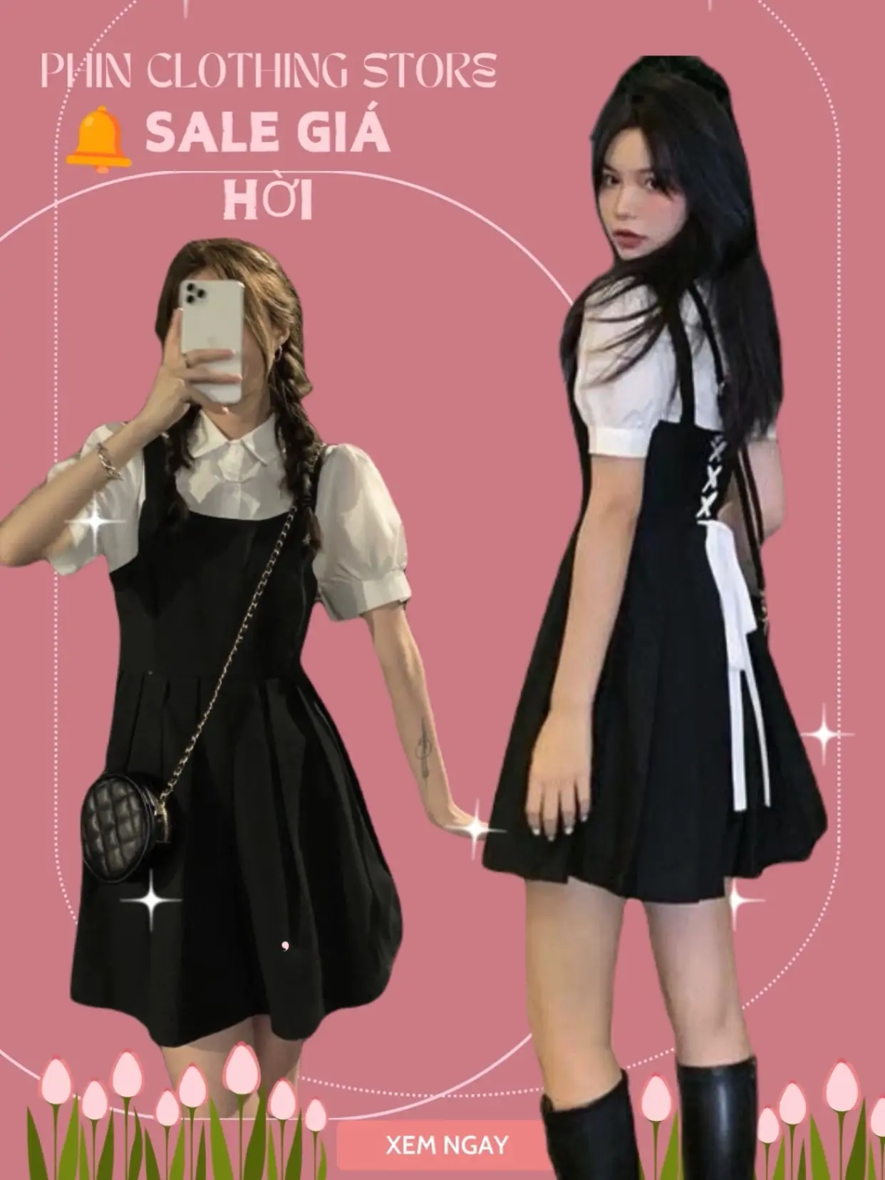 Sét Váy /Đầm Ngắn Dáng Xoè Xếp Ly Màu Đen Trắng Kèm Dây Đan Lưng  Bánh Bèo Tiểu Thư Công Chúa Nhẹ Nhàng Dress Nữ Women
