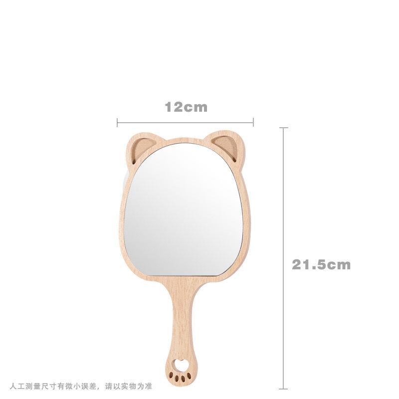 Product Introduction of New High-end Handheld Niche Rectangular Princess Makeup Mirror with Wooden Handle, High-definition Portable Pocket Mirror 6