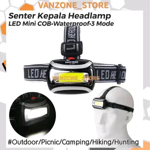 Headlamp Senter kepala LED COB Outdoor Camping Flashlight Waterproof LED 3 Modes