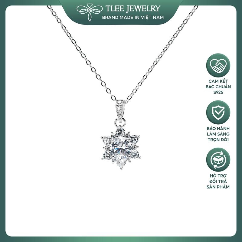 Dây chuyền bạc nữ TLEE đóa hoa sen đính đá lấp lánh TLEEJEWELRY D0389