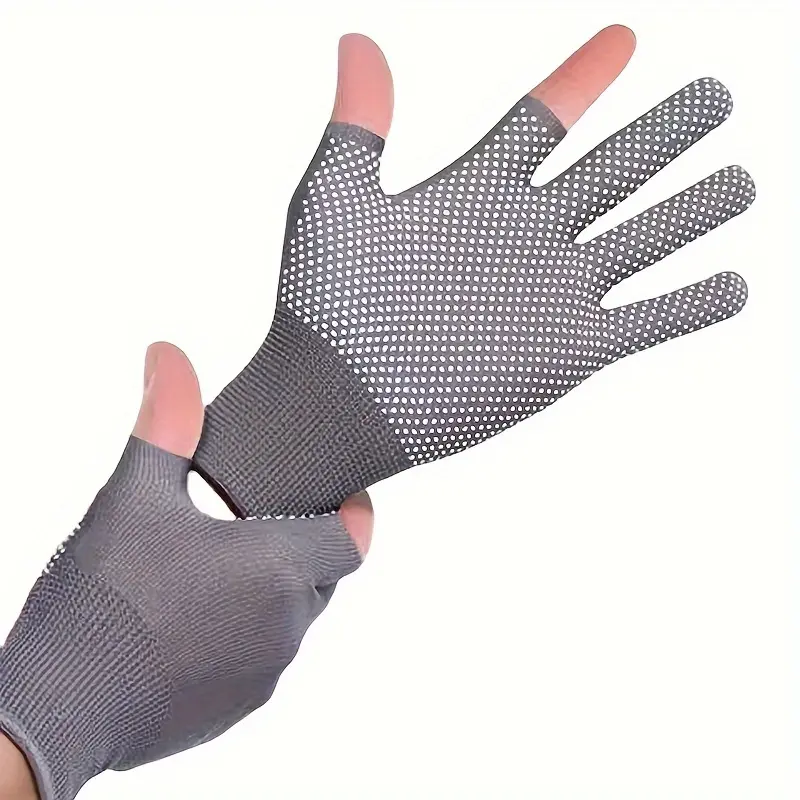 2pcs Breathable Anti-Slip Sunscreen Gloves - High Elasticity, Thin Dacron Material, Solid Color, Touchscreen Compatible for Outdoor Activities, Black & Grey, Sun Protection Clothing 5