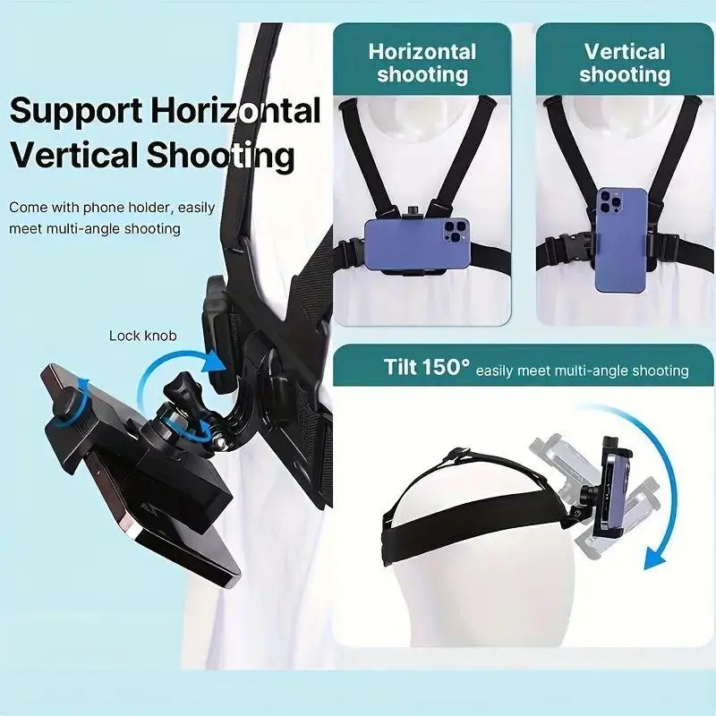 Kit de montaje con correa para cámara de acción y clip para teléfono, compatible con GoPro, Osmo Action y smartphones, accesorios para cámaras deportivas ELECCIONES - Foto 3