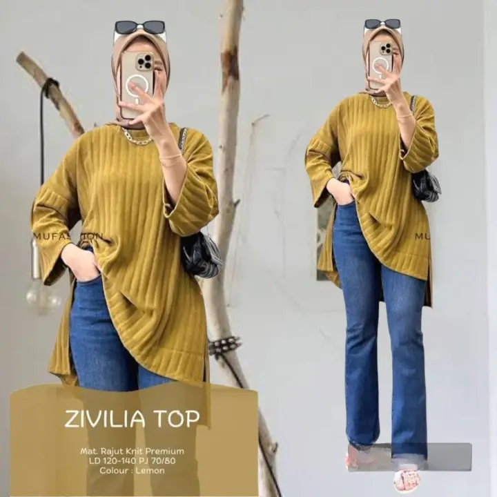 TUNIK OVERSIZE KENIT HORNET ATASAN TUNIK LENGAN 7/8 FASHION WANITA BISA COD 5