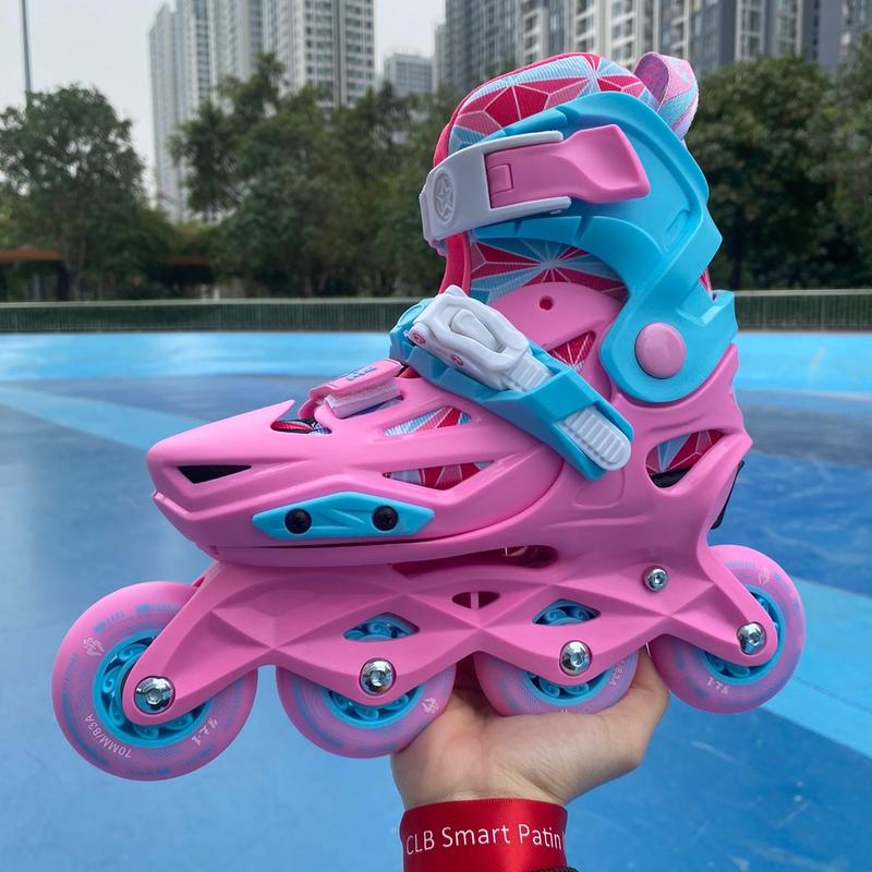 Giày patin Smart Patin S1 hồng an toàn chạy bon có khoá bánh