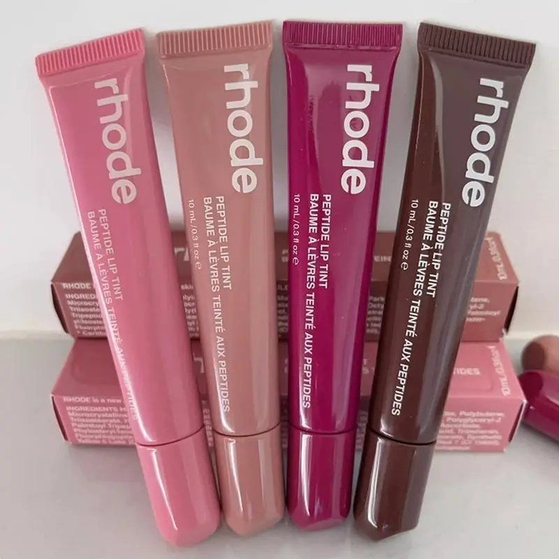 【New】Rhode Hailey Peptide Lipstick Lip Moisturizing Tinted Lip Balm Raspberry Ribbon Toast Espresso Lip Gloss Lip Glaze Lipstick Sermy Glossy Makeup New 18 Colors