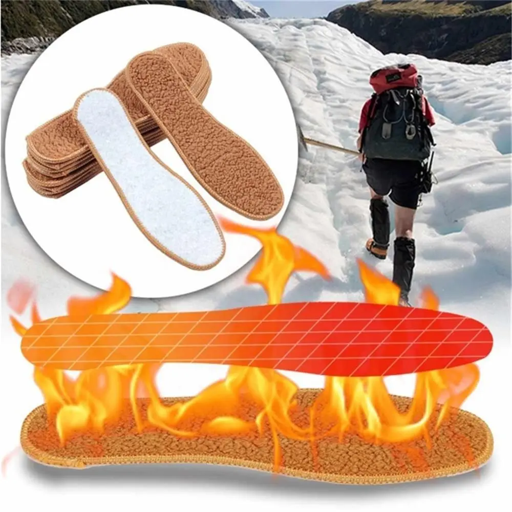 Unisex Keep Warm Snow Boots Insoles Breathable Wool Thicken Cashmere Pad Winter Thermal Insulation Alpaca Plush Insoles