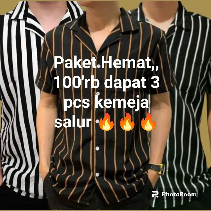 Promo Paket Hemat kemeja Motif salur piyama terbaru Pria formal Pendek Katun Dewasa Tidur