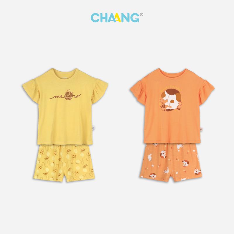 [CHAANG X KOC] Bộ quần áo cộc tay bé gái Mèo Chaang cho bé gái 3M-5Y