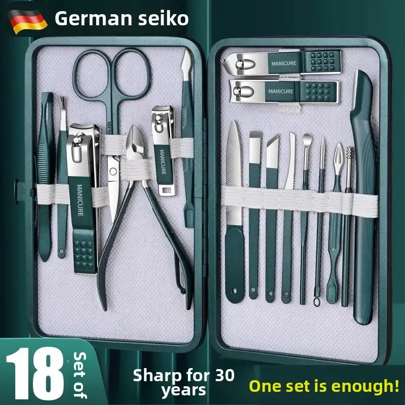 Nail Clippers 18-Piece Set German Precision Nail Clippers Set for Home Manicure and Pedicure Use