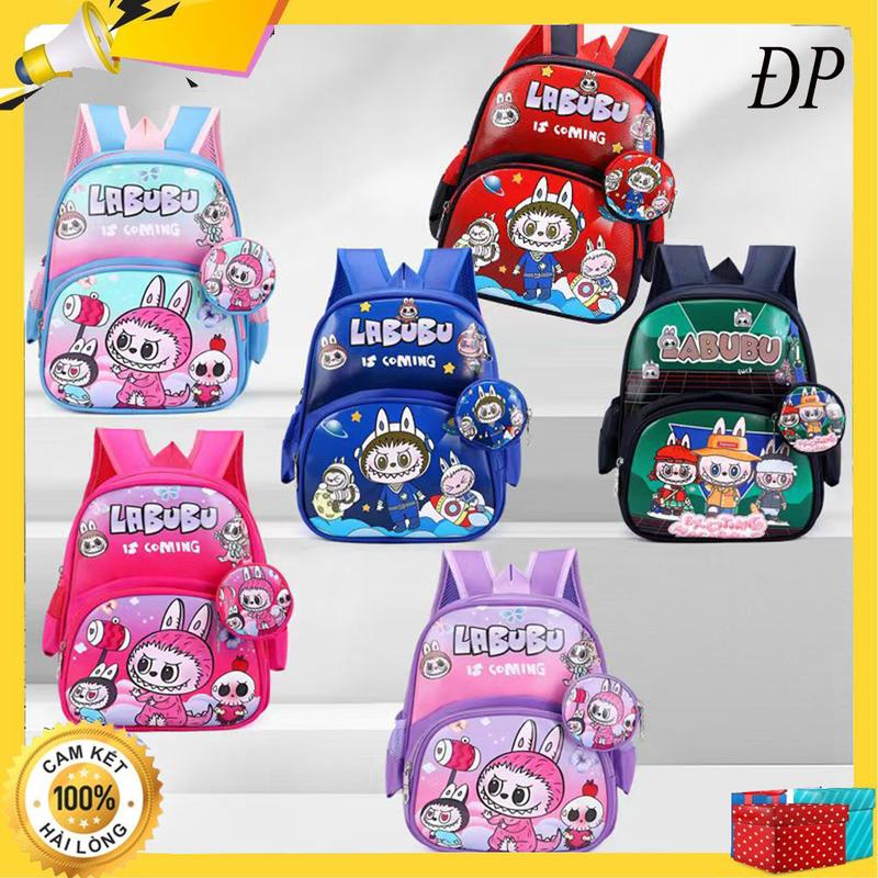 [ Tặng kèm túi bút] Balo dành cho các bé mầm non từ 2-5 tuổi in hình Labubu đáng yêu - Cặp sách mẫu giáo nhiều ngăn hỗ trợ chống thấm nước - Cặp cho bé mẫu giáo labubu