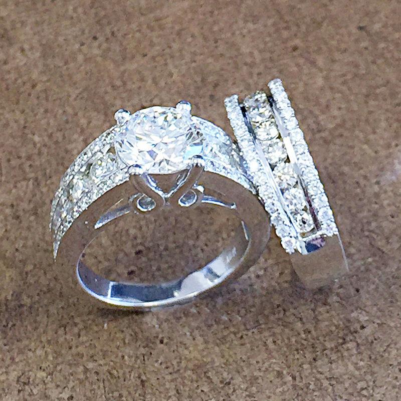 Product Introduction of Bộ Dây Cặp Đôi, Kim Cương Đầy Đủ Sang Trọng, Bộ Nhẫn Đính Hôn Zircon Tinh Tế 8