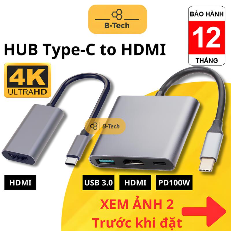 Hub Type C to HDMI - Cổng chuyển đổi type C to HDMI, thunderbolt USB 3.0, PD Type-C cho Laptop, ip, Samsungdex sử dụng được cho macbook, ipad, iphone, USB 3.0 PD 100W