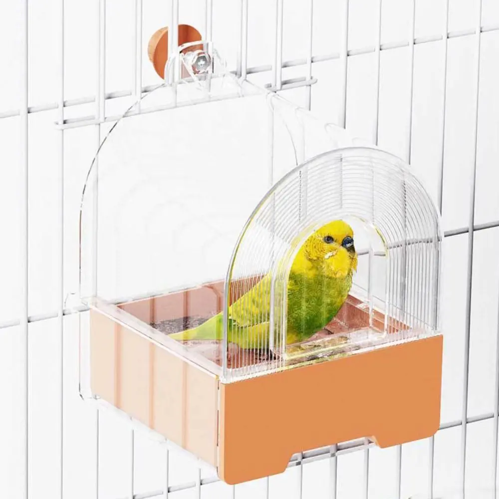 Practical Clear Parrot Hanging Bathtub Drawer Design Wall Mounted Bird Bath Cage Detachable Large Bird Shower Box Cockatiel