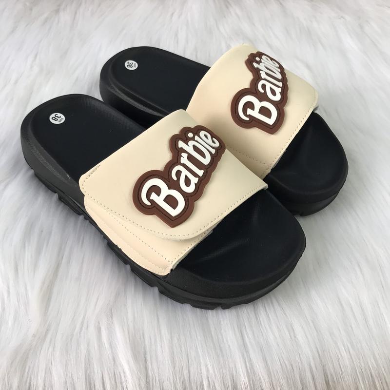 DÉP BARBIE KEM NÂU ĐẾ ĐEN Dép quai ngang nam nữ Kaizen legend dép chữ C dép chữ cái đế cao 4cm VIP màu sắc size 35-42
