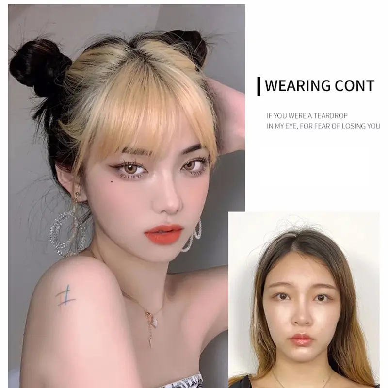 Tóc Giả Hoạt Hình Cho Nữ, Tóc Mái Jennie Tóc Vàng, Kẹp Tóc Vô Hình, Tóc Mái Khí Qi, Miếng Dán Chân Tóc, Nối Tóc, Phụ Kiện Tóc 1