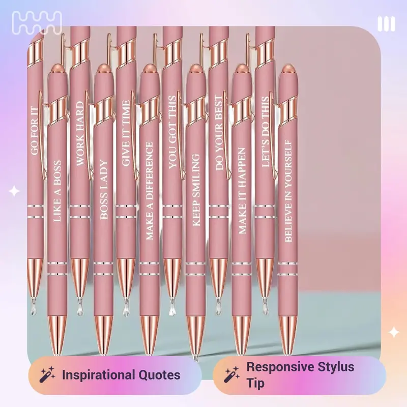 Metal Ballpoint Pen, 12pcs Portable Multifunctional Multi-purpose Ballpoint Pens, Easter Gifts, Durable Writing Pens for Office & School & Home 2
