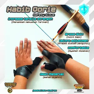 Sarung Tangan Panahan Kulit Asli Tipe Habib Qorie Ukuran Anak dan Dewasa  Untuk Teknik Thumb Draw Olah Raga Panahan Tradisional Outdoor