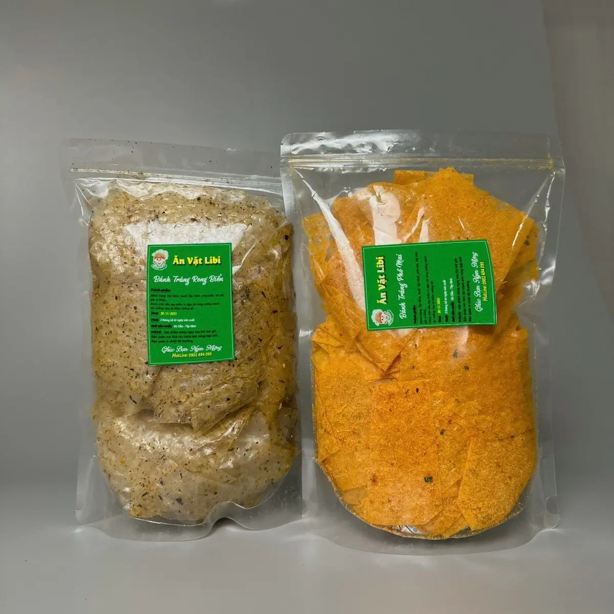 Combo 09(600g 2 túi): Bánh Tráng Rong Biển - Banh Tráng Phô Mai Tép ( 600g 2 túi) Chua Snack Ăn Vặt Kem Food Nho Ăn Kiêng
