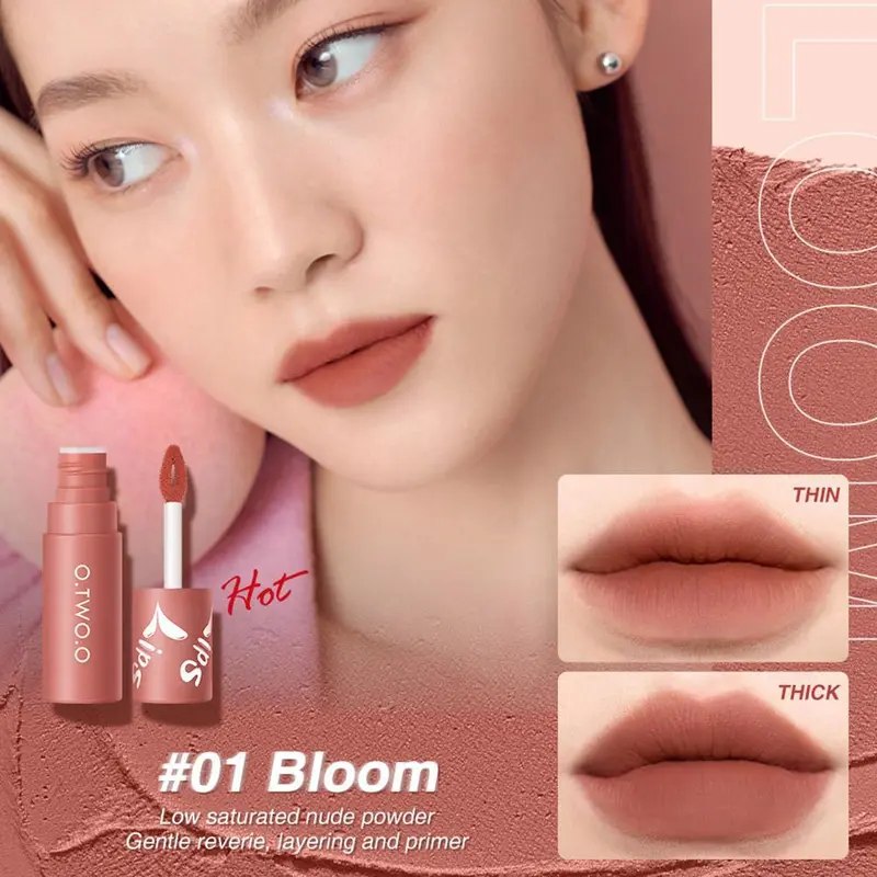 O.TWO.O Lip Mud Matte Lipstick Air Velvet Lip Glaze Long Lasting Lip Gloss 4