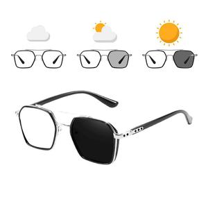 Photochromic Polarized Pliot Sunglasses for Men Anti Radiation Color Changing Sun Shades