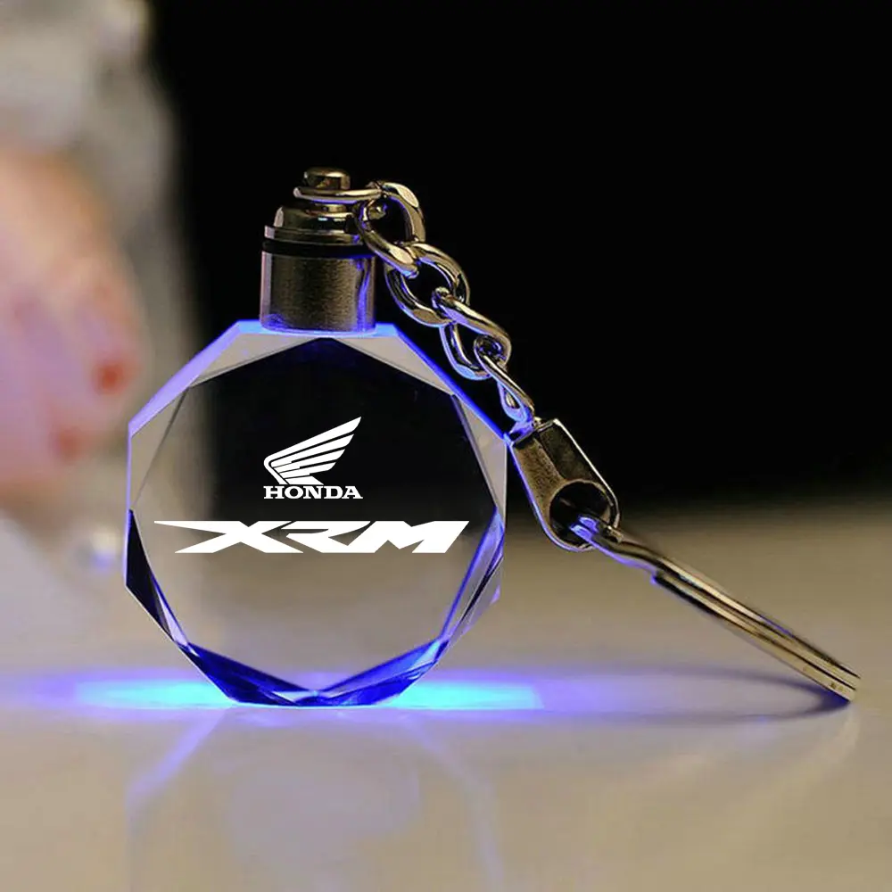 HONDA XRM KeyChain LED Light 7 Color Crystal Motorcycle Key Chain Club Souvenirs Customized Keyring
