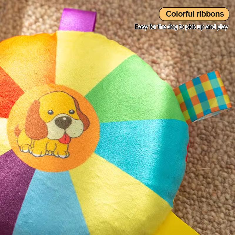 Interactive Flying Disc Dog Toy for Aggressive Chewers Training Decompress Bite Resistant Plush Handle Dog Toys with Bells Pet Supplies #463809 2