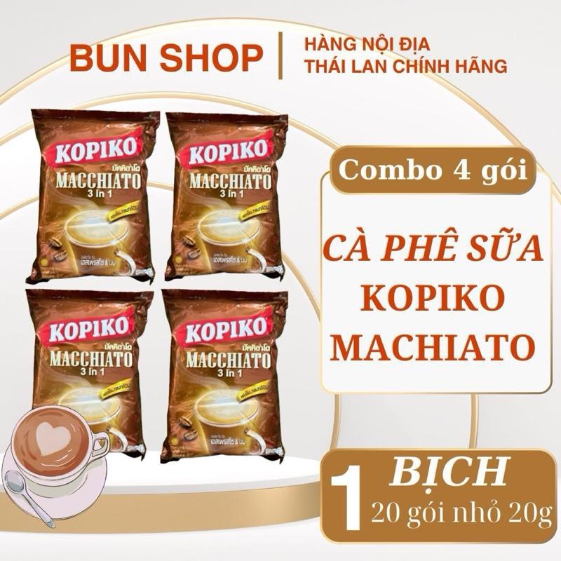 Combo 4 Bịch Cà phê Kopiko Macchiato 480g. 1 gói 20 túi nhỏ (80 gói) mono lab coffee gói ghém càphê chồn trà sữa gấu cà phê Cafe