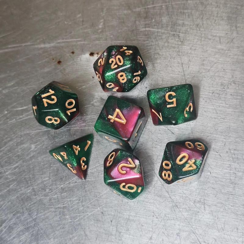Dual Color Dice Set, 7 Counts/set Colorful Dice with Cylinder Storage Box, Creative Tabletop Games for Home Party & Festival 3