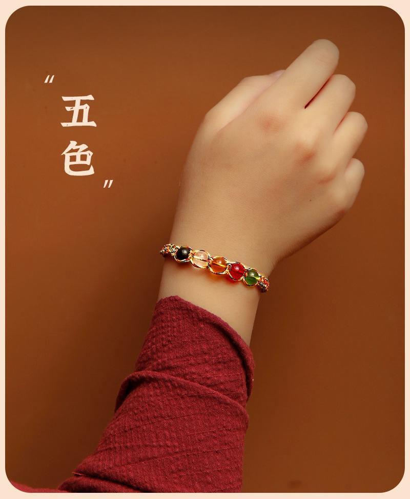 Product Introduction of 5 elements bracelet 2025,Hand woven, five element bead bracelet, unisex, small gift hand rope for transportation 3