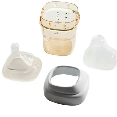 Bình Sữa Hg Cổ Vuông Voi núm ti silicon siêu mềm Cho Bé Trên 3 Tháng 150ml/240ml, Bình nhựa PPSU Kem 1