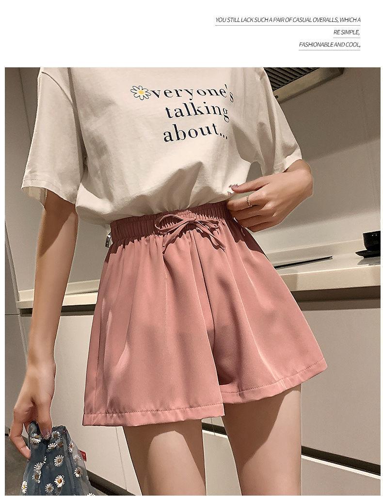 Product Introduction of Ice Silk Shorts for Women, Summer Thin Wide-Leg Casual A-Line Shorts, Versatile High-Waisted Home Three-Quarter Shorts for Women, Trendy Outdoor Wear 18