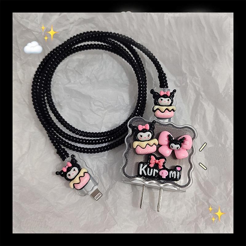 [Thiết Kế]Vỏ bọc bảo vệ cáp sạc hình Kuromi dễ thương Mới 2023 Cho 20W 11 12 13 14 Pro Max Phone Usb