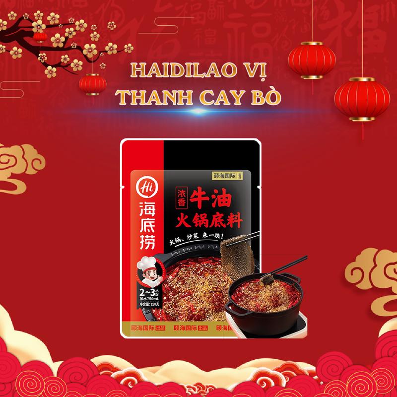 Cốt lẩu Haidilao vị thanh cay bò Gia Vị lẩu cay có sẵn