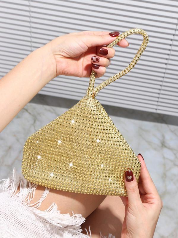 Women's Elegant Glitter Sequined Party Evening Bag With Zipper, Geometric Design Glamorous Bling Mini Clutch Purse For Wedding Party 2