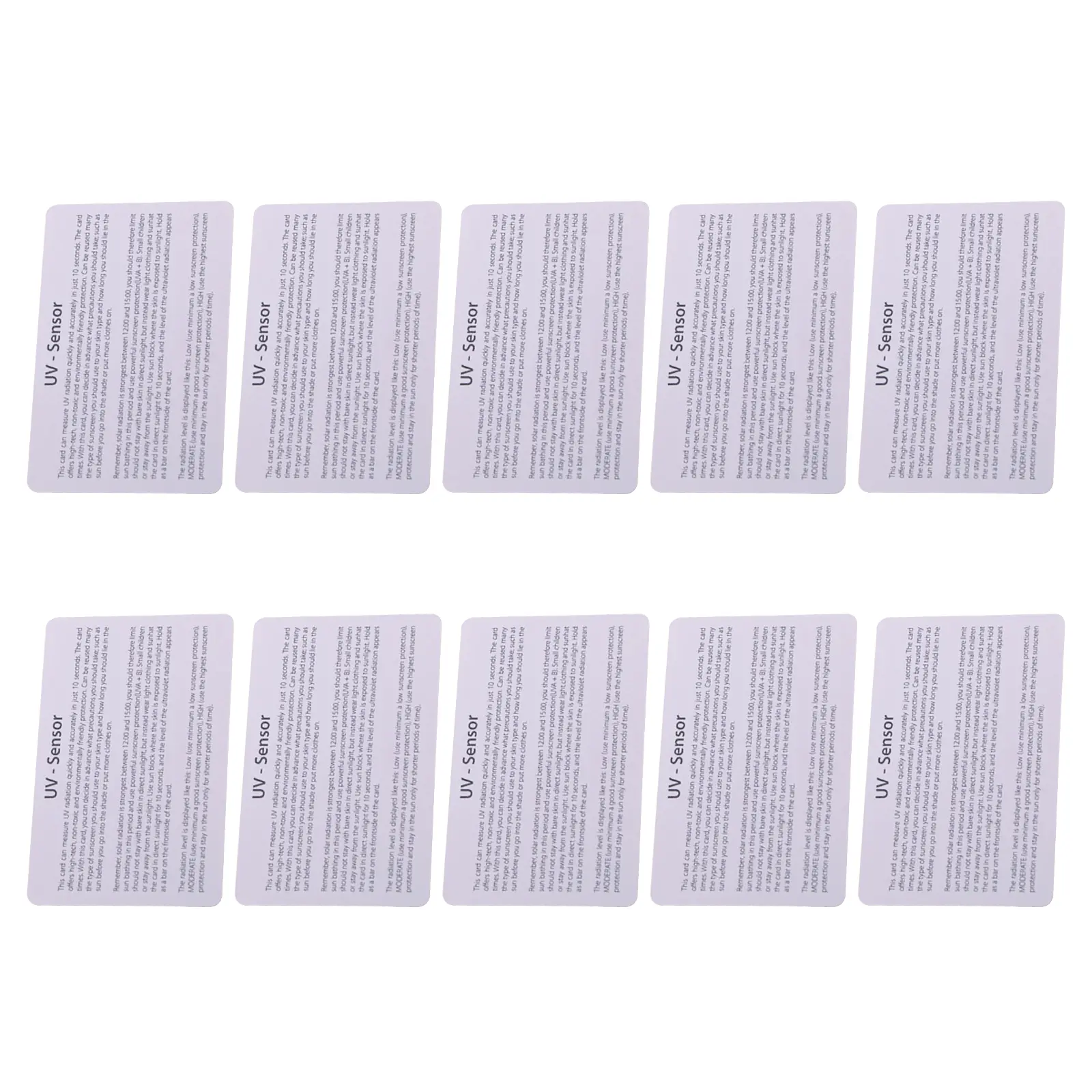 UV Test Card 10-Piece Test Strips UV Testing Card UVB Test Strip Skin for Protection Resuable Test Strips 10 Pieces/set